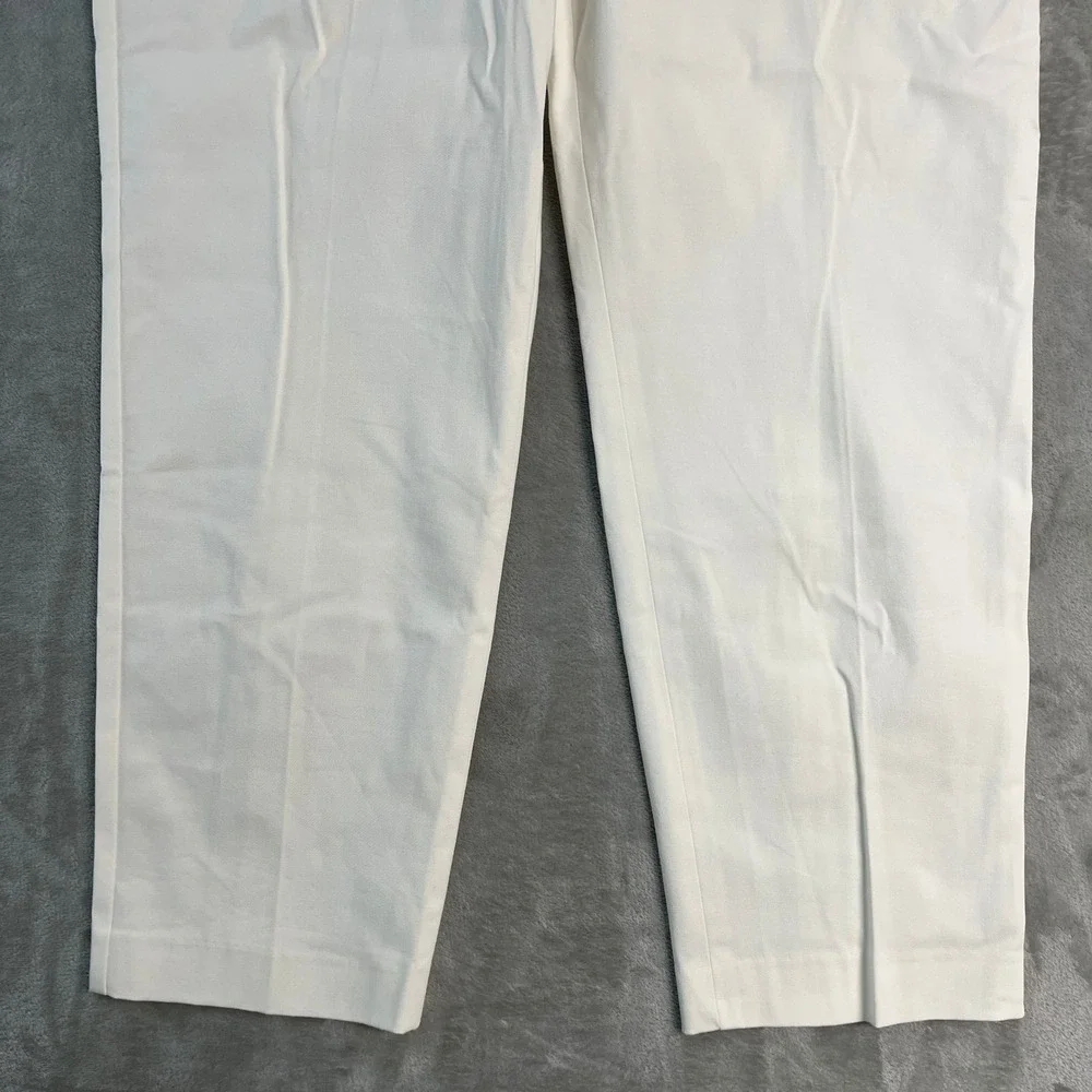 NWT Talbots Heritage White Straight Leg Trousers Pants Womens 18 (39x29) Cotton